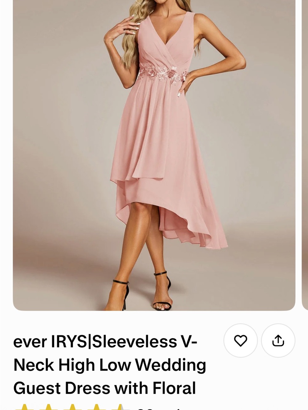 Sleeveless V-Neck High-Low Dress in Blush Pink